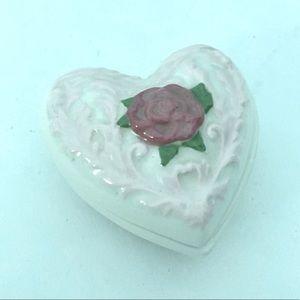 Heart ceramic jewelry box trinket holder